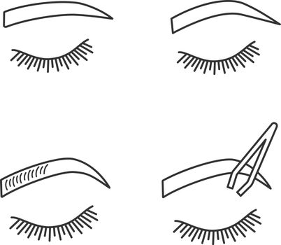 Eyebrows shaping linear icons set