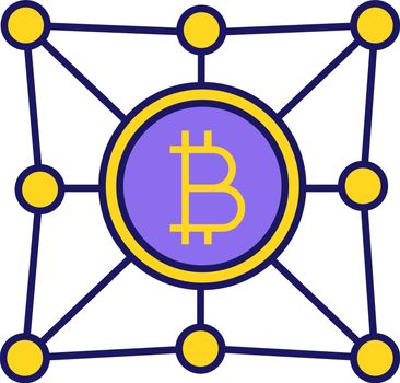 Blockchain network color icon
