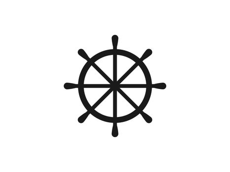 Wheel of Dharma Buddhism icon. Vector illustration, flat design.