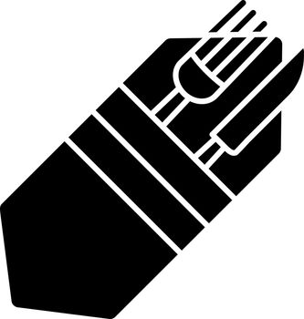 Fork and knife in napkin glyph icon