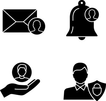 Customer retention and loyalty glyph icons set