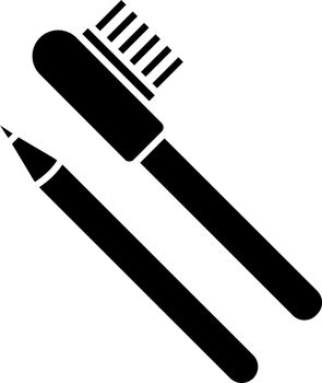 Eyebrow pencils with brush glyph icon