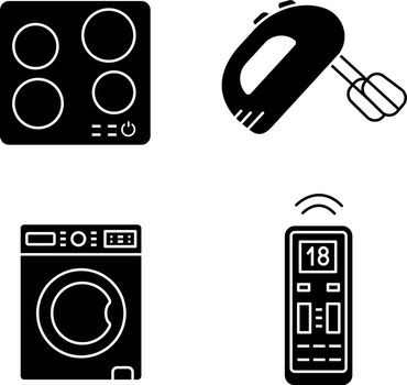 Household appliance glyph icons set