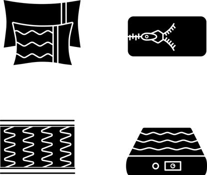 Orthopedic mattress glyph icons set