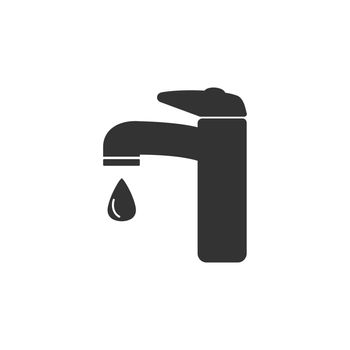 Faucet icon, water tap sign. Vector illustration. Flat design.