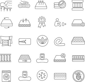 Mattress linear icons set
