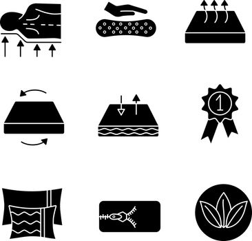Mattress glyph icons set