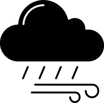 Rainy and windy weather glyph icon