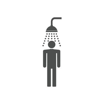 Man taking shower. Vector shower web icon.