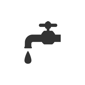 Faucet icon, water tap sign. Vector illustration. Flat design.