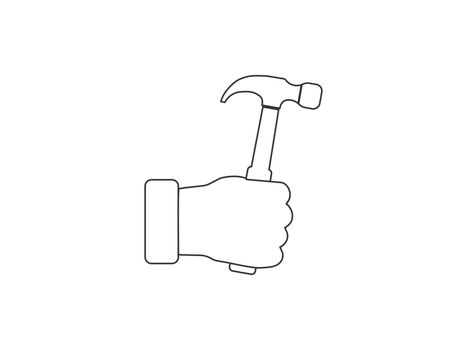 Hammer, hand, tool icon. Vector illustration, flat design.
