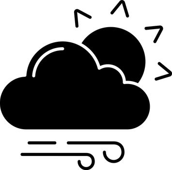 Partly cloudy and windy glyph icon