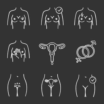 Gynecology chalk icons set
