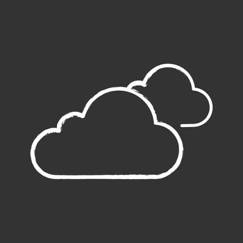 Cloudy weather chalk icon. Clouds. Heavy clouds. Overcast. Weather forecast. Isolated vector chalkboard illustration
