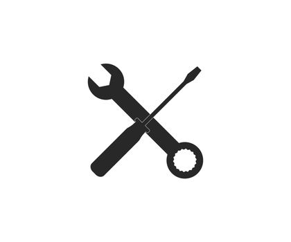 Screwdriver and wrench icon. Vector illustration, flat design.