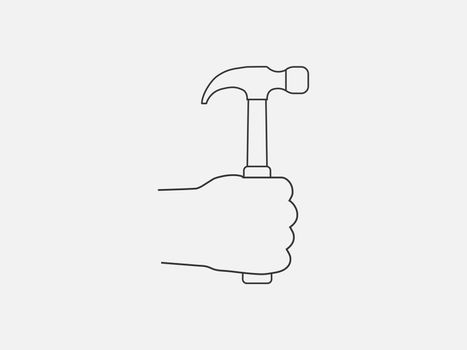 Hammer, hand, tool icon. Vector illustration, flat design.