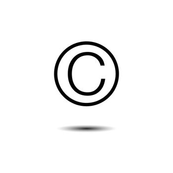 Copyright symbol icon. Vector illustration, flat design.