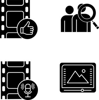Film industry glyph icons set
