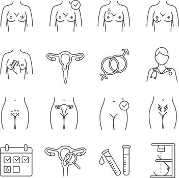 Gynecology linear icons set