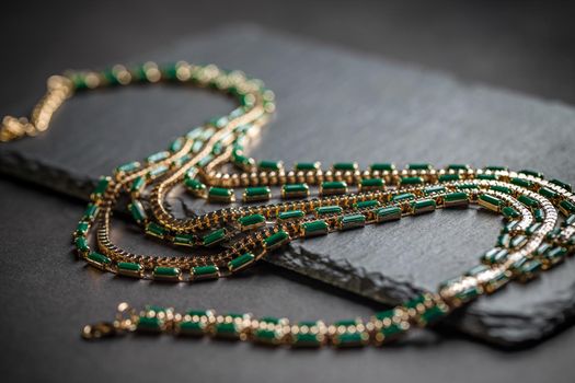 Necklace with green stones