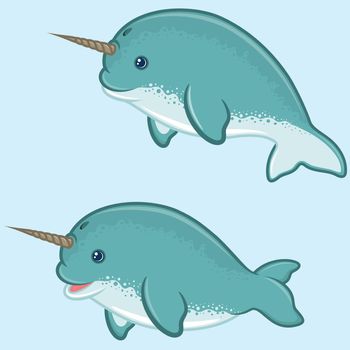 Narwhal illustration in cartoon shape