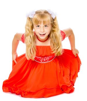 Little girl in orange dress