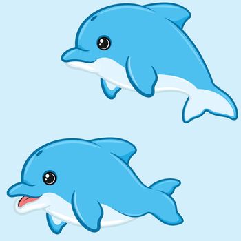 Illustration of dolphin in cartoon shape