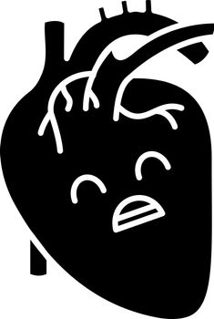 Sad human heart anatomy glyph icon