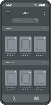 Online bookstore smartphone interface vector template