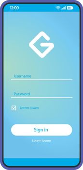 Sign in smartphone page vector template