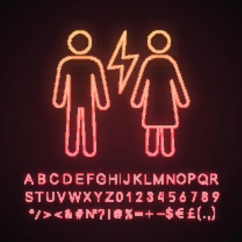 Couple quarrel neon light icon