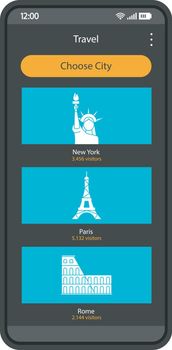 Tourism smartphone interface vector template