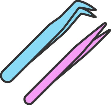 Eyelash extension tweezers color icon