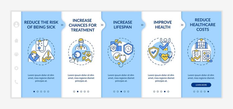Check up benefits onboarding vector template