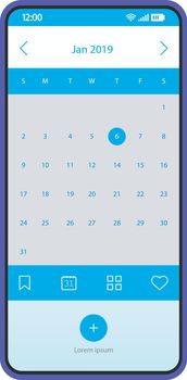 Reminder smartphone app interface vector template