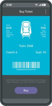 Online ticket booking and buying app interface vector template