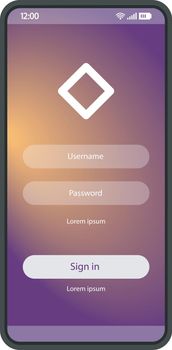 User authorization smartphone page vector template