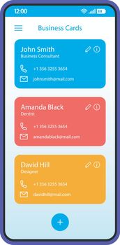 Contact list smartphone interface vector template