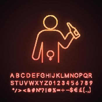 Alcohol abuse neon light icon