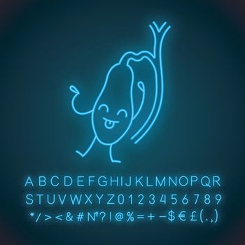 Happy gallbladder emoji neon light icon