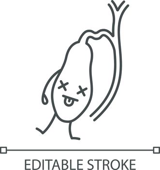 Sad gallbladder character linear icon