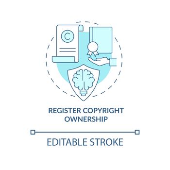 Register copyright ownership blue concept icon