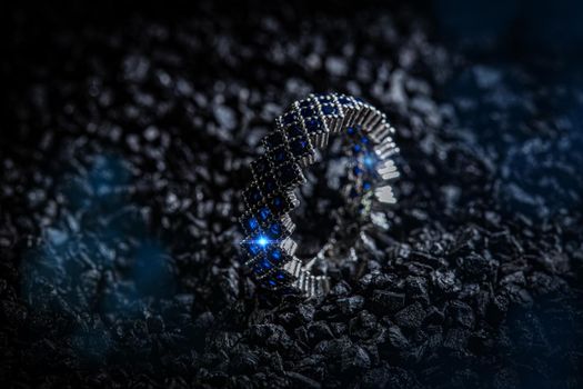 Silver ring with blue stones 