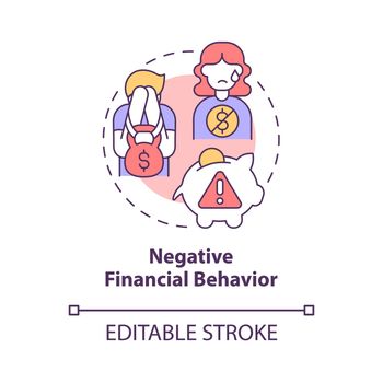 Negative financial behavior concept icon