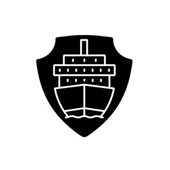 International marine shipping vessel protection black glyph icon