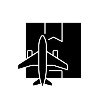 Worldwide air shipping service black glyph icon
