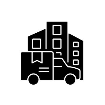 International freight delivery broker company black glyph icon
