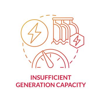 Insufficient generation capacity red gradient concept icon