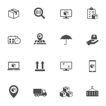 Shipping and delivery vector icons isolated on white background. Express delivery and global logistics icons for web, mobile apps and ui design