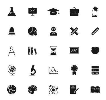 education black vector icons isolated on white background. education icon set for web and ui design, mobile apps and print products